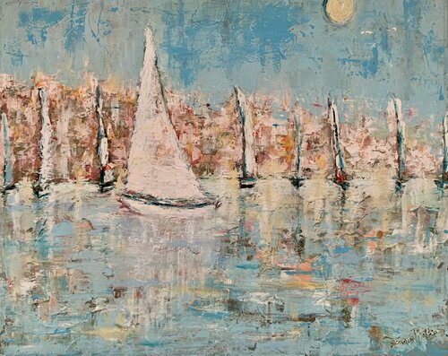 Sailing Dreams of Napoli by Dora Kalinova, 油畫 for Sale on Singulart