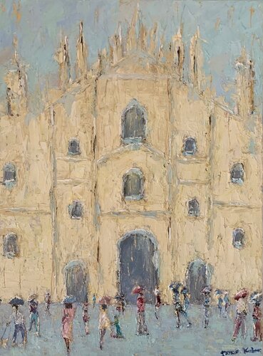 Gocce di pioggia alla Cattedrale di Milano van Dora Kalinova, Schilderij te koop op Singulart
