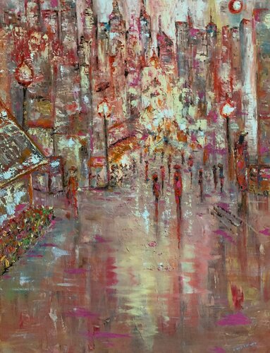 City’s Eternal Glow by Dora Kalinova, 油畫 for Sale on Singulart