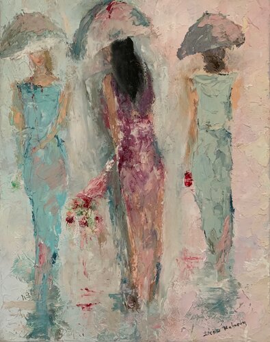 Eleganza sotto la pioggia van Dora Kalinova, Schilderij te koop op Singulart