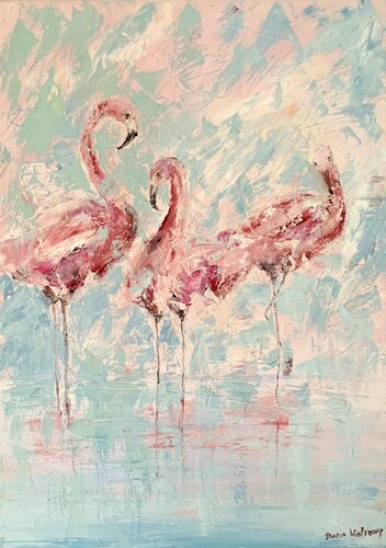 Fenicotteri rosa by Dora Kalinova, 油畫 for Sale on Singulart