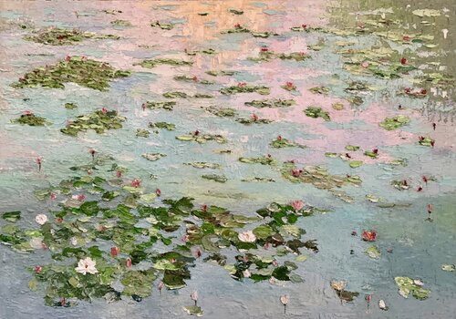 Water lilies dream pond by Dora Kalinova, 油畫 for Sale on Singulart