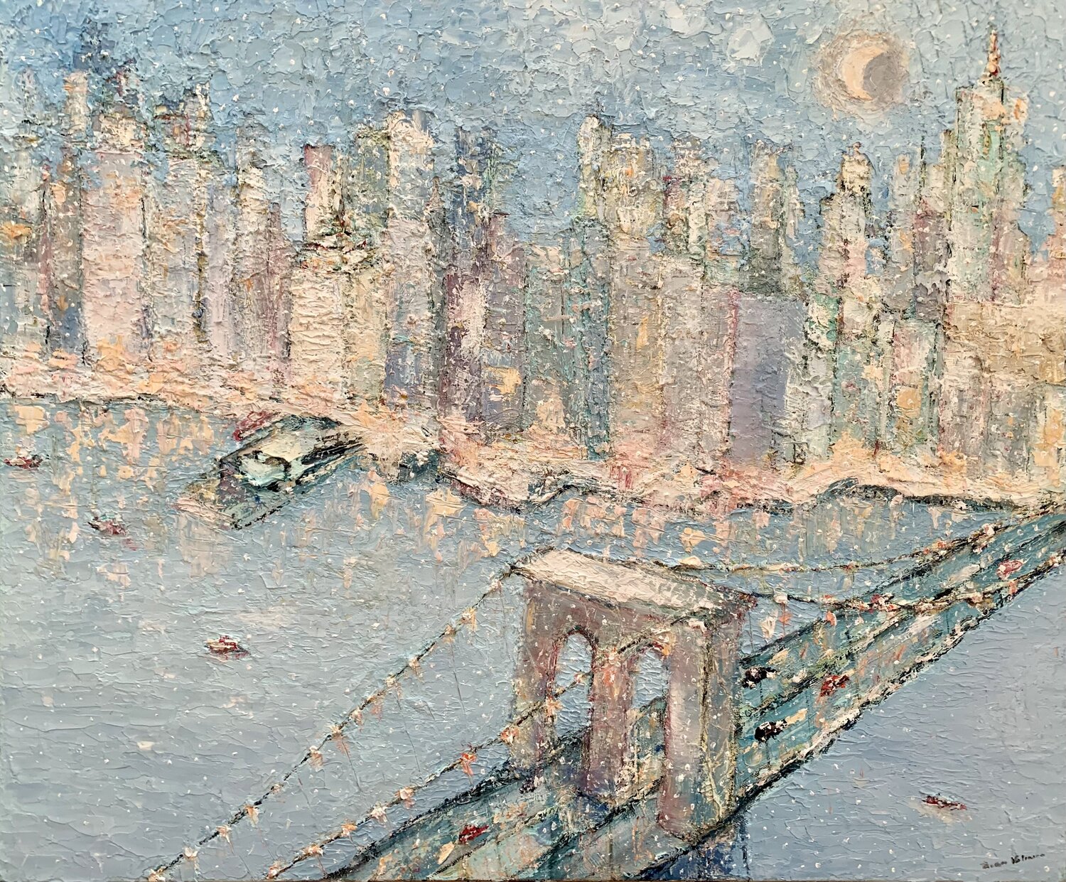 Nevicata sul ponte di Brooklyn Dora Kalinova