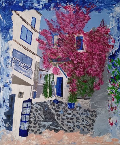 Greek village by Elvira Wagner, Painting for Sale on Singulart