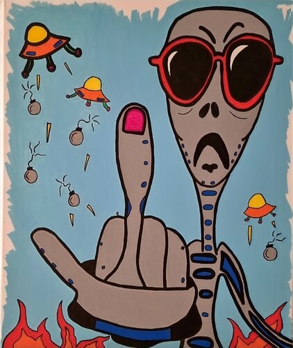 Alien Invasion di Mahrk Gotié, Pittura in vendita su Singulart