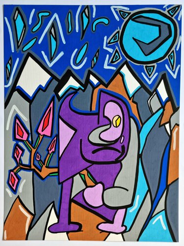 Monster looking for Flowers in the Hills di Mahrk Gotié, Opera su carta in vendita su Singulart