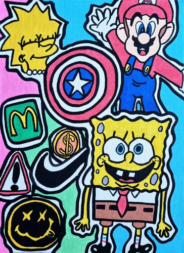 Happy Little Friends di Mahrk Gotié, Pittura in vendita su Singulart