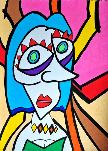 My Blue-Haired Queen di Mahrk Gotié, Pittura in vendita su Singulart