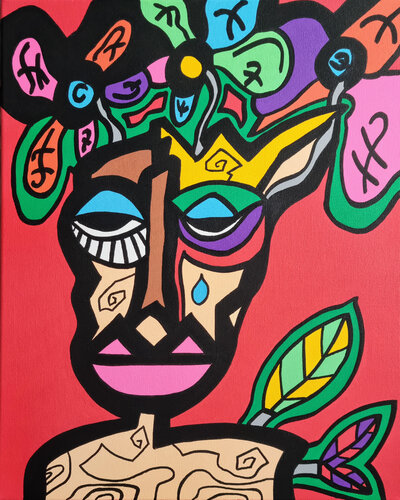 Man with Flowers 2 by Mahrk Gotié, Painting for Sale on Singulart