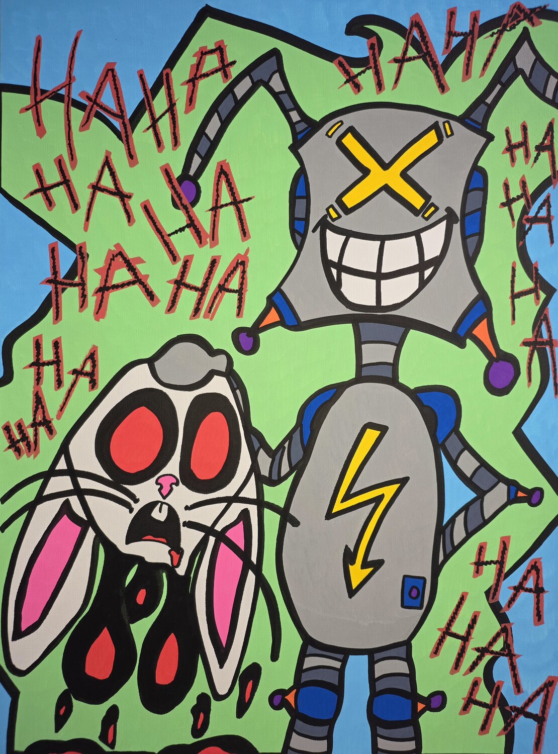 Robot Rabbit Killer Mahrk Gotié Dipinto originale in vendita