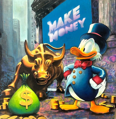 Make Money, Bull!!! van Fabrizio Ceccarelli, Schilderij te koop op Singulart