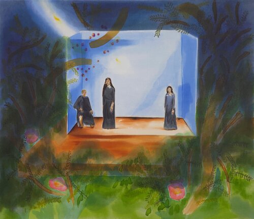 Das Pfingstrosenversteck di Julia Hofstetter, Pittura in vendita su Singulart