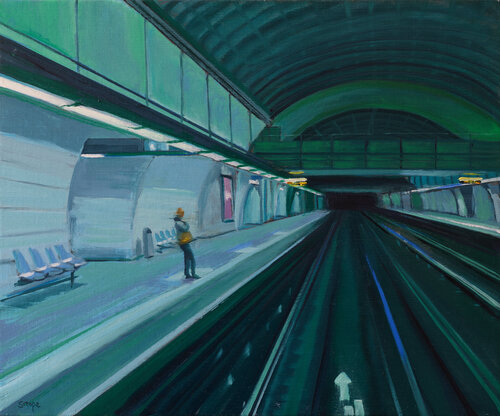 Le souffle bleu du métro par Rémy Sirope, Peinture en vente sur Singulart