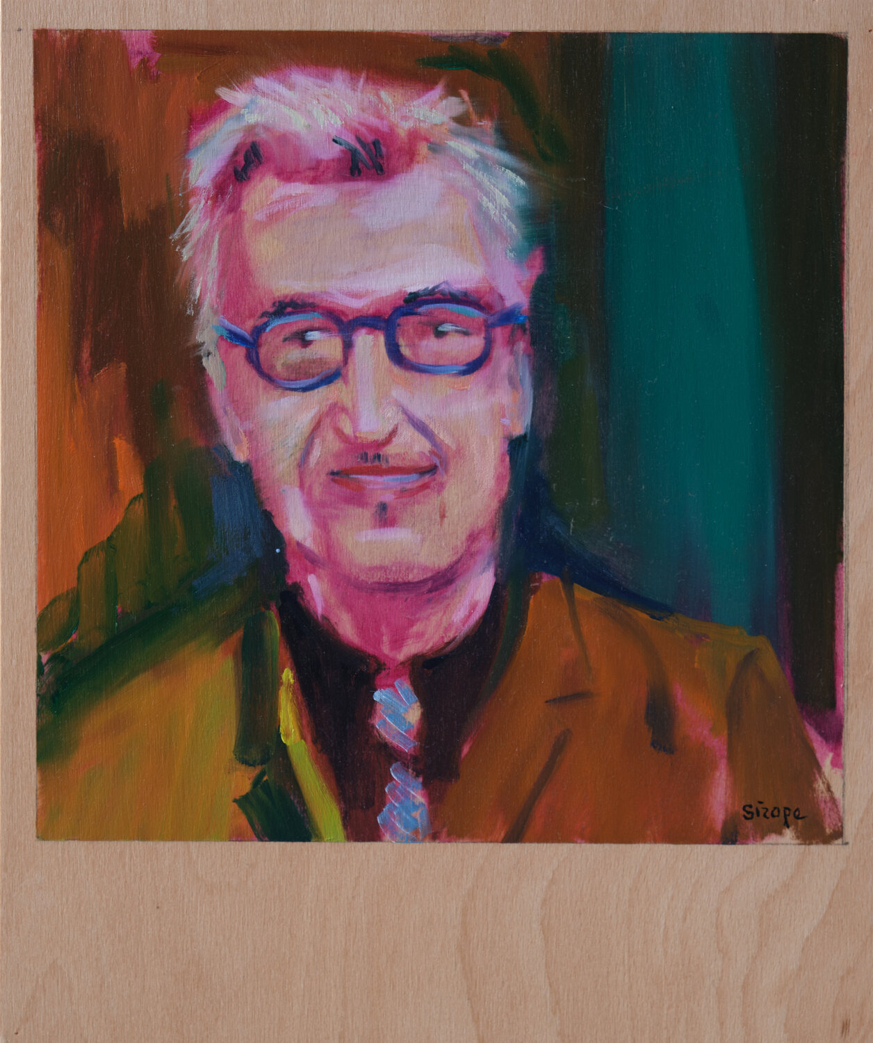 Portrait de Wim Wenders Rémy Sirope Dipinto originale in vendita