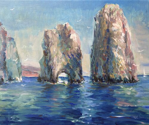 FARAGLIONI CAPRI di Altin Furxhi, Pittura in vendita su Singulart