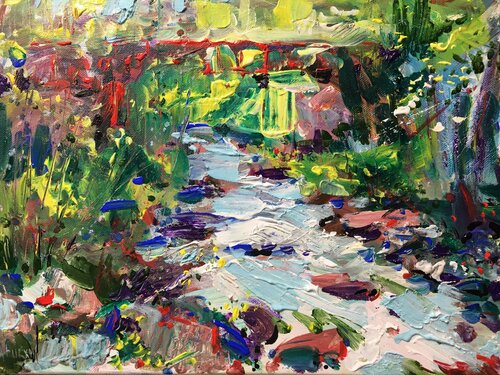 Japanese red bridge by Altin Furxhi, Painting for Sale on Singulart