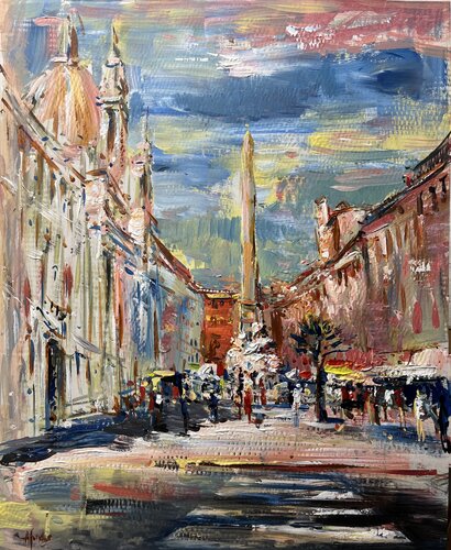 PIAZZA NAVONA ( ROME in November ) di Altin Furxhi, Pittura in vendita su Singulart