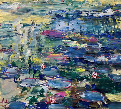 WATER LILIES ABSTRACT par Altin Furxhi, Peinture en vente sur Singulart