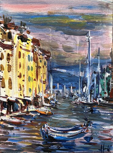 AFTERNOON IN PORTOFINO IMPRESSIONS van Altin Furxhi, Schilderij te koop op Singulart