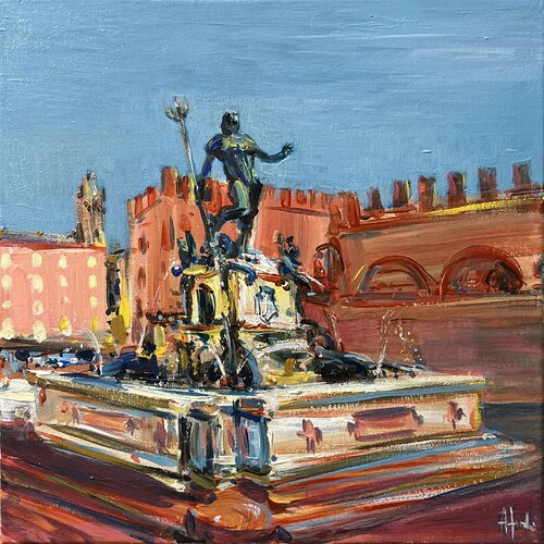 Bologna, piazza Nettuno von Altin Furxhi, Malerei kaufen auf Singulart