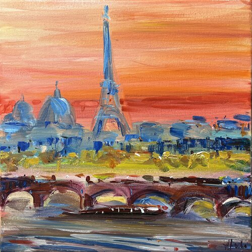 Paris sunset di Altin Furxhi, Pittura in vendita su Singulart