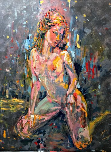 YOUNG, oil on canvas 70 x 100 di Altin Furxhi, Pittura in vendita su Singulart