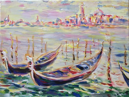 impression of Venice in early morning di Altin Furxhi, Pittura in vendita su Singulart
