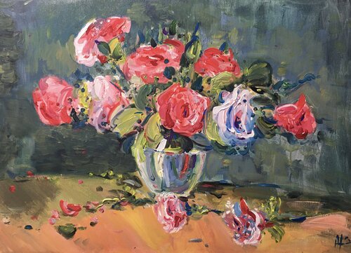 Winter roses  , 50 x 70 van Altin Furxhi, Schilderij te koop op Singulart