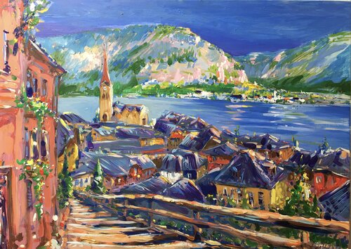 Hallstatt, 50 x 70 painting di Altin Furxhi, Pittura in vendita su Singulart