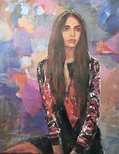 YOUNG Singer, oil on canvas 75 x 95 by Altin Furxhi, Painting for Sale on Singulart