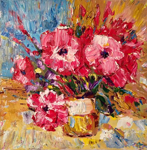 Red flowers by Altin Furxhi, Painting for Sale on Singulart