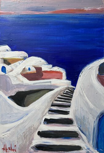 Blue Santorini van Altin Furxhi, Schilderij te koop op Singulart