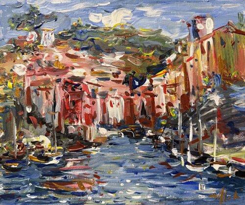 RIOMAGGIORE CINQUE TERRE impressions di Altin Furxhi, Pittura in vendita su Singulart