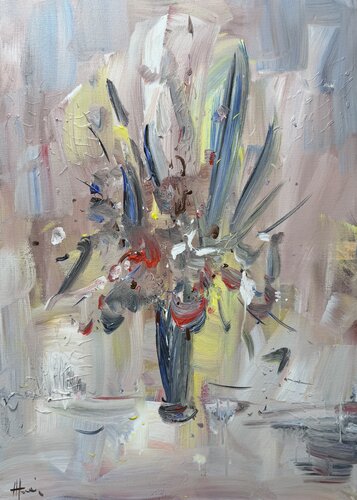 Today’s abstract flowers bouquet di Altin Furxhi, Pittura in vendita su Singulart