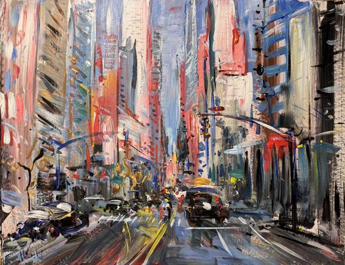 Dynamics of a waking up City ( 2nd Ave & E 57th , NYC) von Altin Furxhi, Malerei kaufen auf Singulart