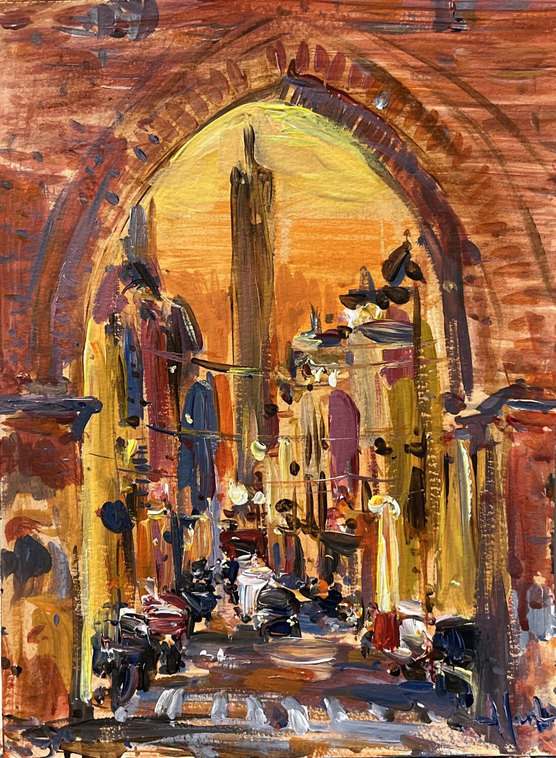 LATE AFTERNOON IN BOLOGNA Altin Furxhi Originalgemälde zu verkaufen