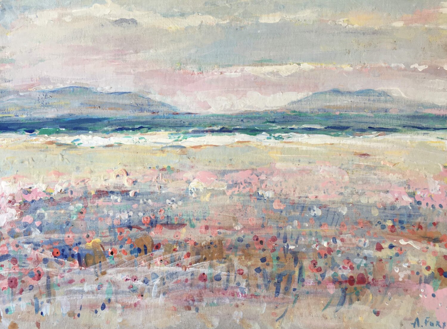 seashores seascape flowers blooming impressions Altin Furxhi Pintura original en venta