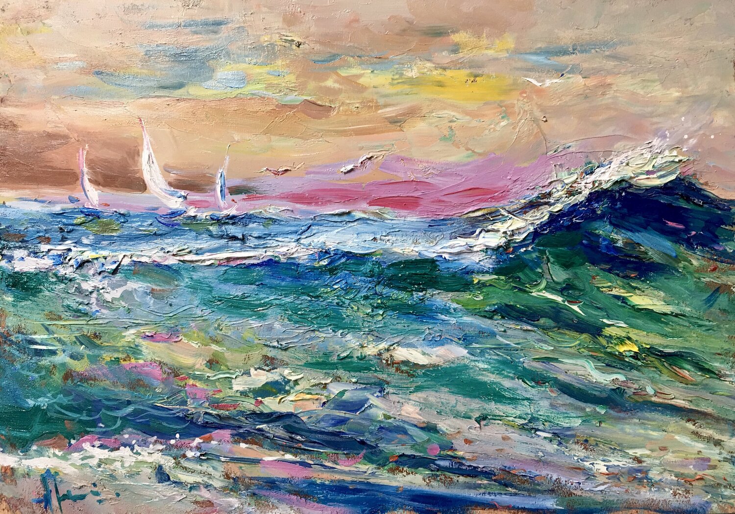 Abstract marine , oil painting Altin Furxhi Originalgemälde zu verkaufen