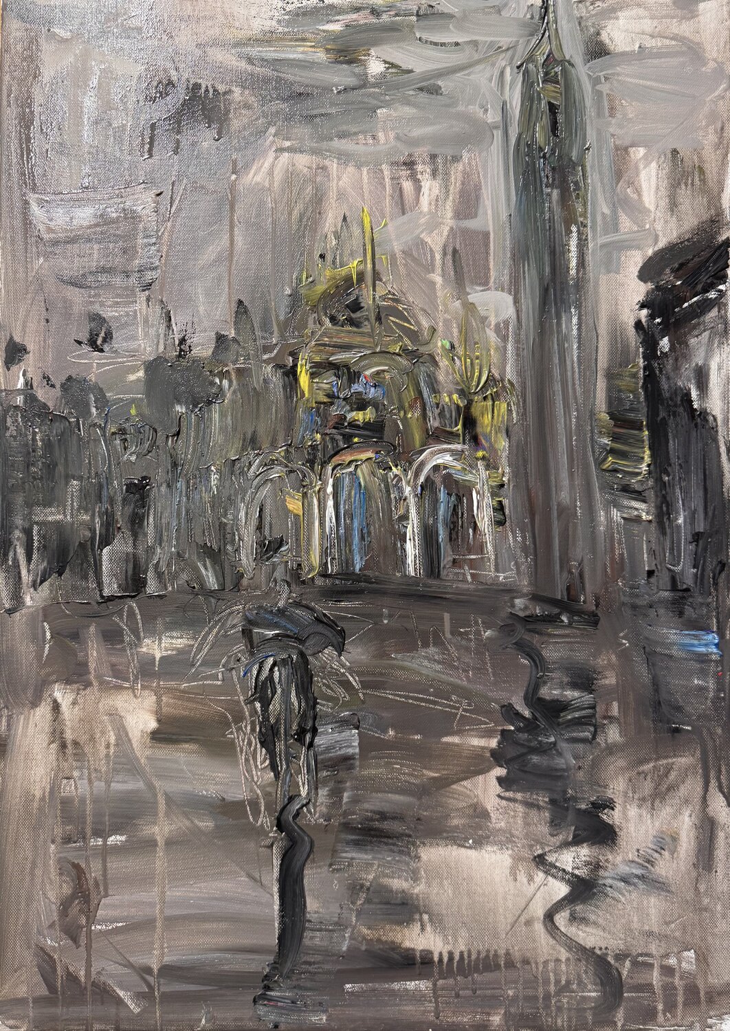 Rainy night in Venice ( San Marco) Altin Furxhi Originalgemälde zu verkaufen