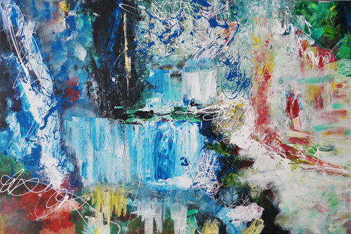 Blau eingetaucht by Sabine Kraftmeier, Painting for Sale on Singulart