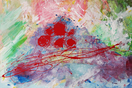 Kirschen, Erbeeren oder Bollen by Sabine Kraftmeier, 油畫 for Sale on Singulart