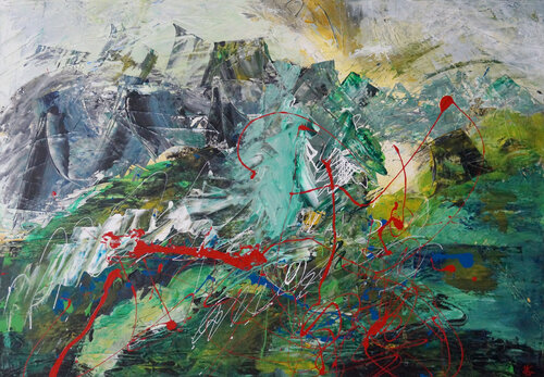 Zick zack und rauf by Sabine Kraftmeier, Painting for Sale on Singulart