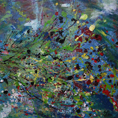 Fliegender Blumenstrauß von Sabine Kraftmeier, Malerei kaufen auf Singulart