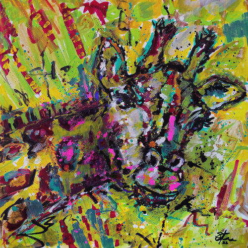 Giraffe on Point van Sabine Kraftmeier, Schilderij te koop op Singulart