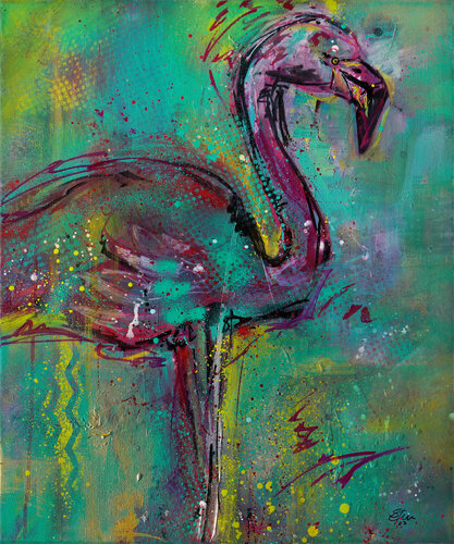 Flamingo von Sabine Kraftmeier, Malerei kaufen auf Singulart