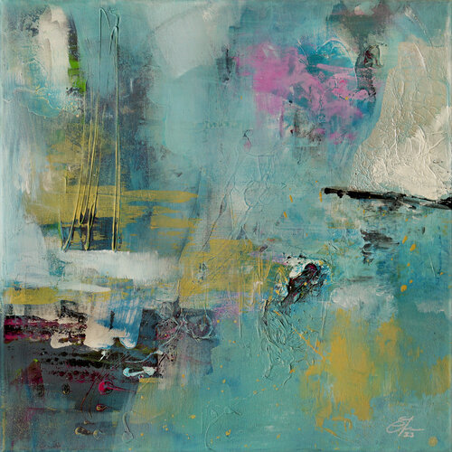 Blaues Rauschen van Sabine Kraftmeier, Schilderij te koop op Singulart