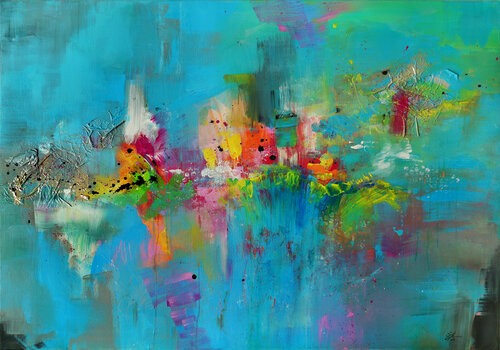 Waterblue van Sabine Kraftmeier, Schilderij te koop op Singulart