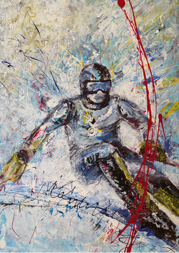 Skifahrer von Sabine Kraftmeier, Malerei kaufen auf Singulart