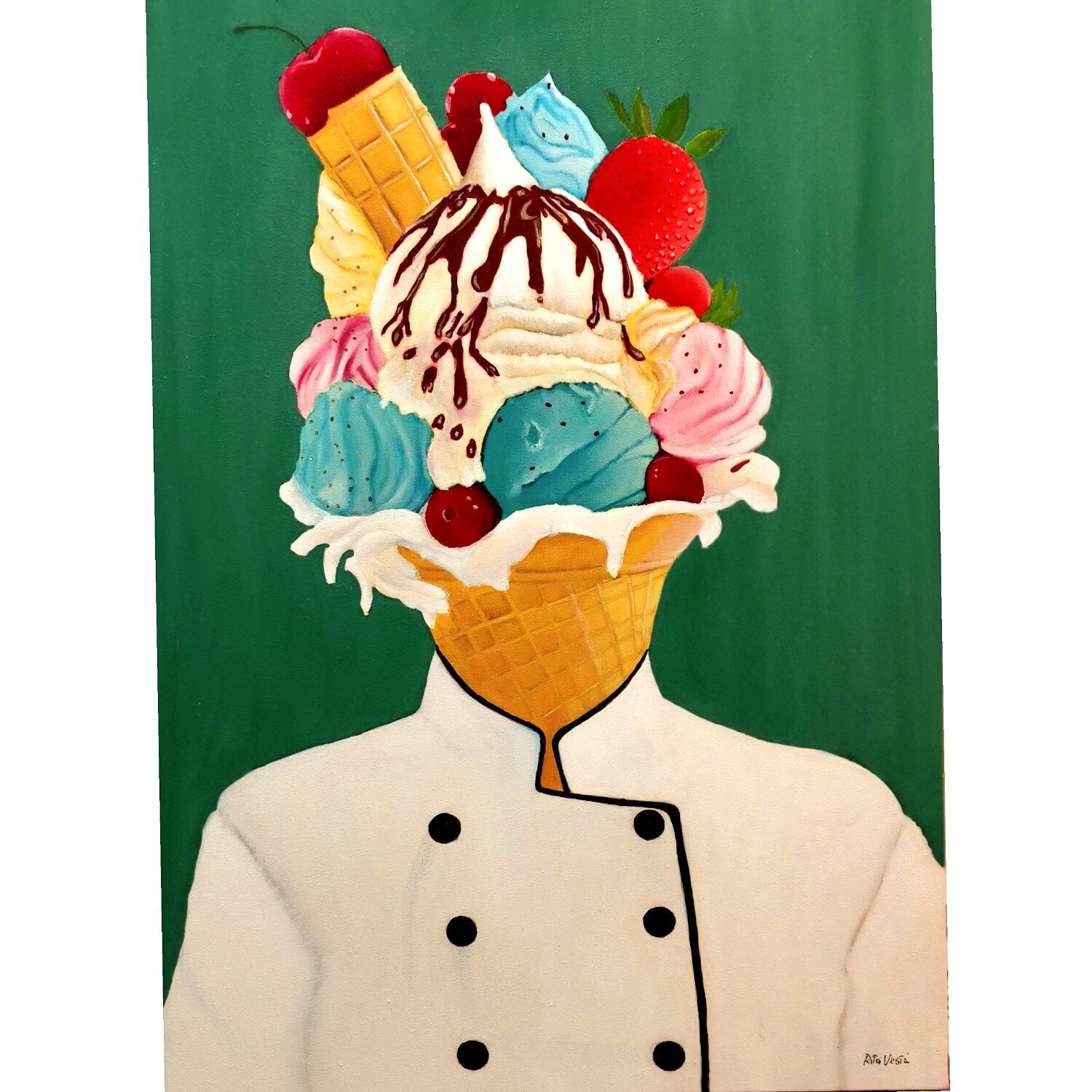 Il gelataio Rita Vestri Dipinto originale in vendita
