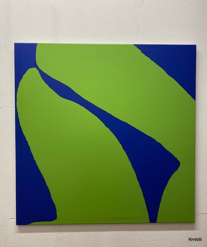 Fundamentale Standfestigkeit 3  grün vor blau van Reinhard Brand, Afdruk te koop op Singulart